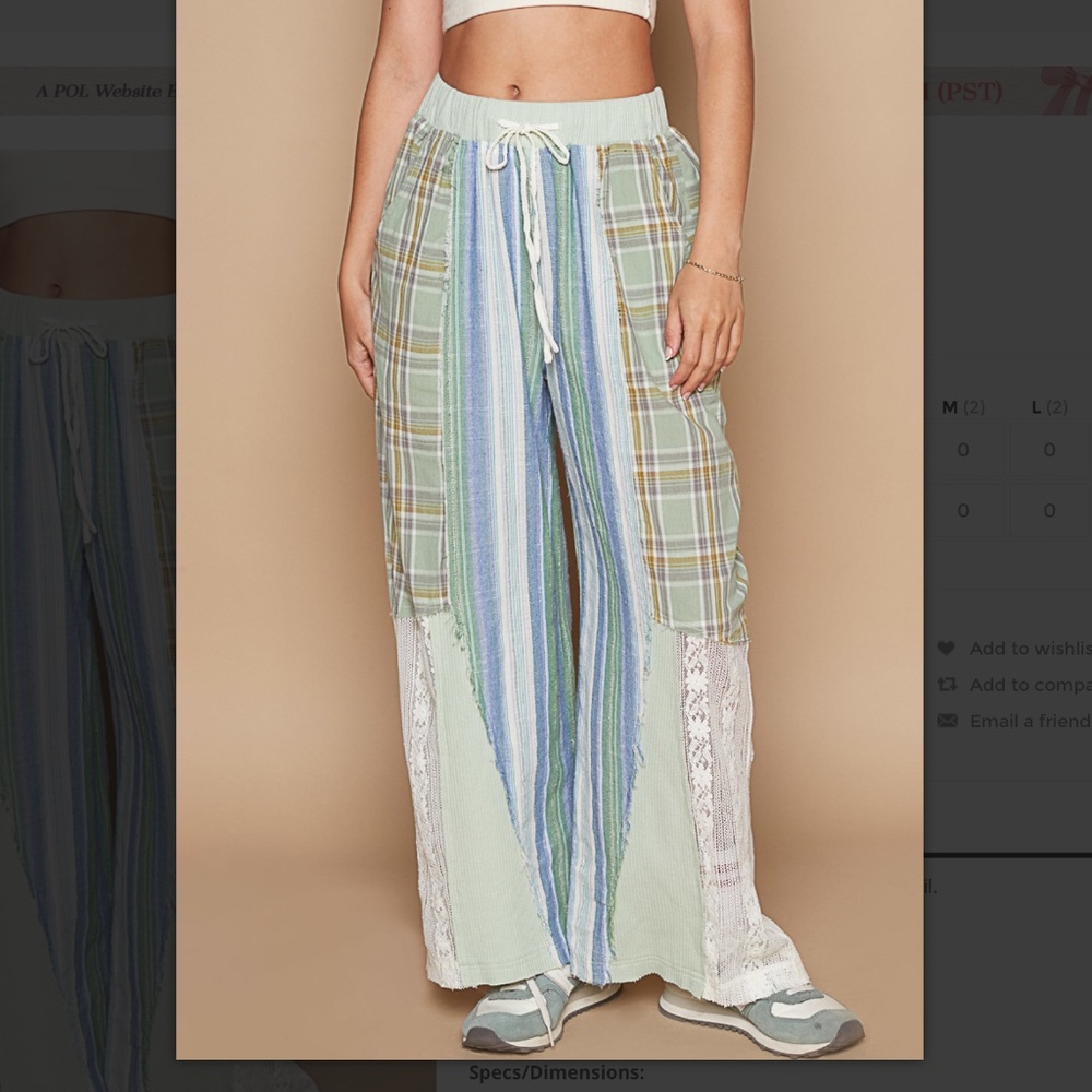 POL pants Womens size small Multi-Striped Track Pants - Green, Blue, White soft